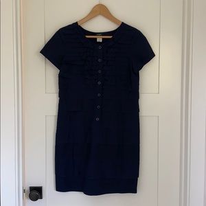 Jcrew ruffled navy shift dress